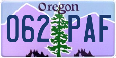 OR license plate 062PAF