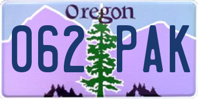 OR license plate 062PAK