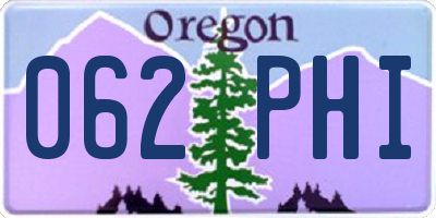 OR license plate 062PHI