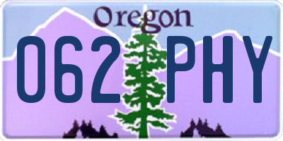 OR license plate 062PHY