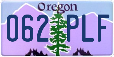OR license plate 062PLF