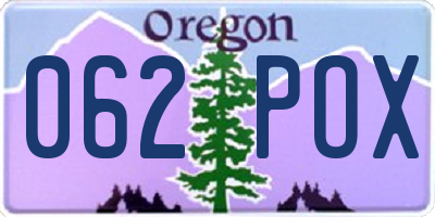 OR license plate 062POX