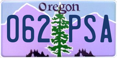 OR license plate 062PSA