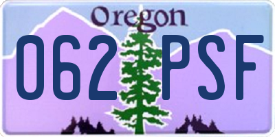 OR license plate 062PSF