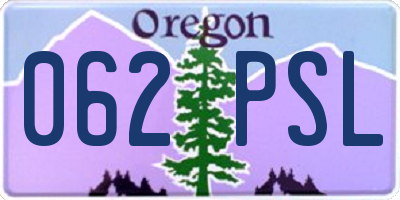 OR license plate 062PSL