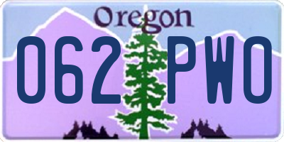 OR license plate 062PWO