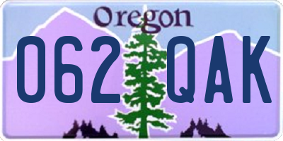 OR license plate 062QAK