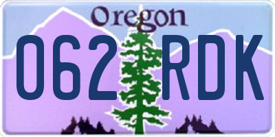 OR license plate 062RDK