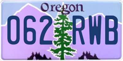 OR license plate 062RWB