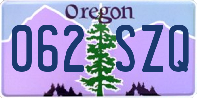 OR license plate 062SZQ