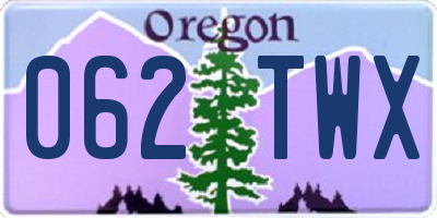 OR license plate 062TWX