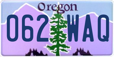 OR license plate 062WAQ