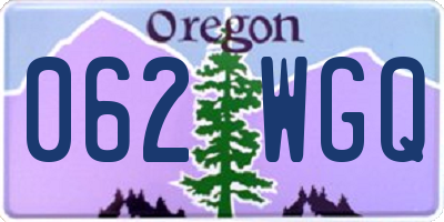 OR license plate 062WGQ