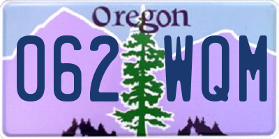 OR license plate 062WQM
