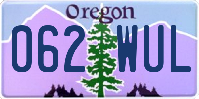 OR license plate 062WUL