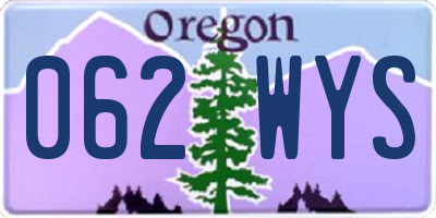OR license plate 062WYS