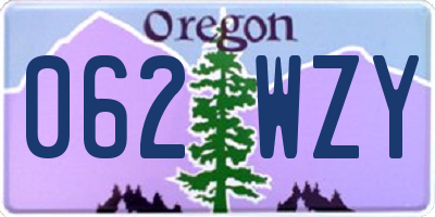 OR license plate 062WZY