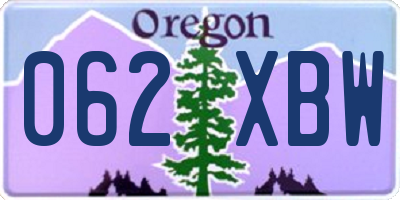 OR license plate 062XBW