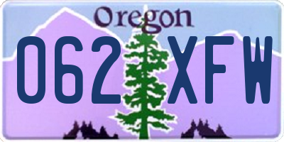OR license plate 062XFW