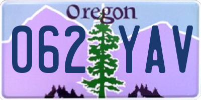 OR license plate 062YAV