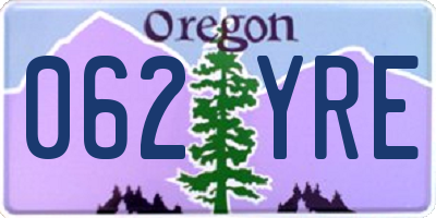 OR license plate 062YRE