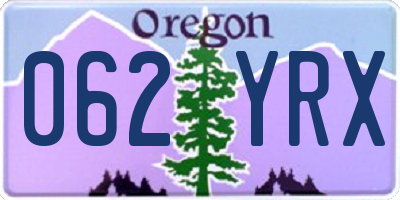 OR license plate 062YRX