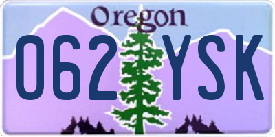OR license plate 062YSK
