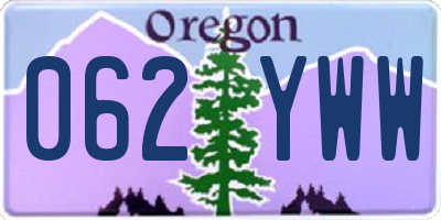 OR license plate 062YWW