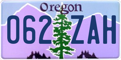 OR license plate 062ZAH