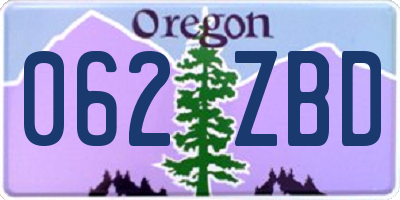 OR license plate 062ZBD