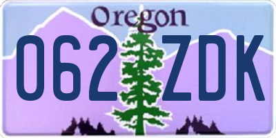 OR license plate 062ZDK
