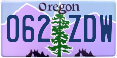 OR license plate 062ZDW