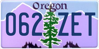 OR license plate 062ZET
