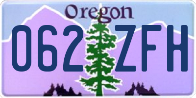 OR license plate 062ZFH