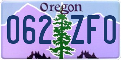 OR license plate 062ZFO