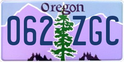 OR license plate 062ZGC