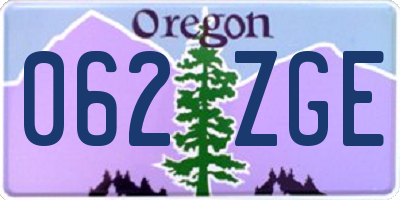 OR license plate 062ZGE