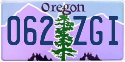 OR license plate 062ZGI