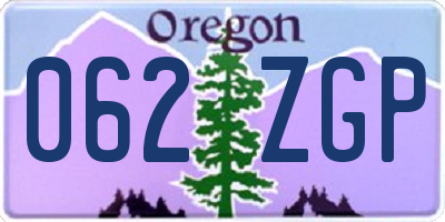 OR license plate 062ZGP