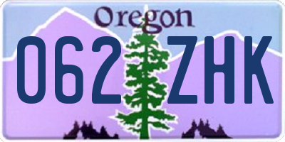 OR license plate 062ZHK