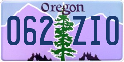 OR license plate 062ZIO