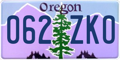 OR license plate 062ZKO