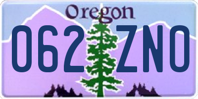 OR license plate 062ZNO