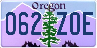 OR license plate 062ZOE