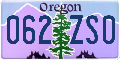 OR license plate 062ZSO