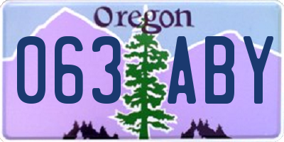 OR license plate 063ABY