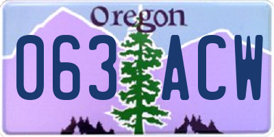 OR license plate 063ACW