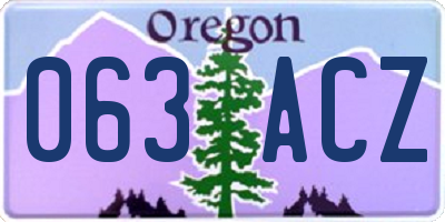 OR license plate 063ACZ