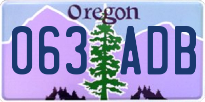 OR license plate 063ADB