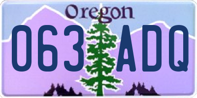 OR license plate 063ADQ
